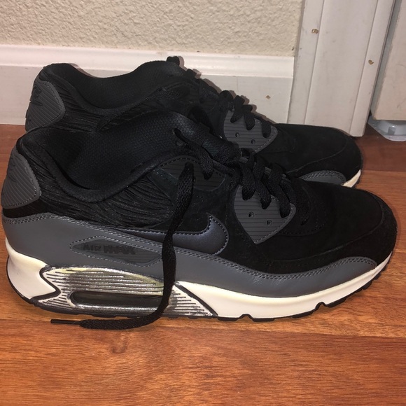 Nike Shoes - Nike Suede Black Grey and White Air Max 90